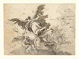 Angels in the Sky, Giovanni Domenico Tiepolo (Italian, Venice 1727–1804 Venice), Pen and gray and brown ink, gray and brown wash