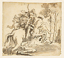 Centaur Carrying Off a Nymph, Giovanni Domenico Tiepolo (Italian, Venice 1727–1804 Venice), Pen and brown ink, light brown and gray-brown wash