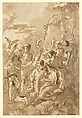 The Baptism of Christ (with a Woman Holding a Child Among the Spectators at the Right), Giovanni Domenico Tiepolo (Italian, Venice 1727–1804 Venice), Pen and brown ink, brown wash