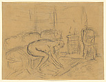 Female Nude on a Couch, Pierre Bonnard (French, Fontenay-aux-Roses 1867–1947 Le Cannet) (?), Graphite on tan wove paper mounted on Bristol board