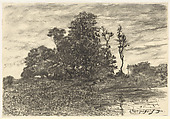 The Pond at Les Luneaux, Allier, Henri-Joseph Harpignies (French, Valenciennes 1819–1916 Saint-Privé), Charcoal on off-white wove paper