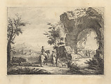 Landscape with Ruined Architecture, Attributed to the School of Zuccarelli (Italy, ca. 1702–1788), Charcoal or black chalk, Italian