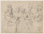 The Procuress, Georges Lallemand (French, Nancy ca. 1580–1636 Paris), Black chalk on buff paper.
