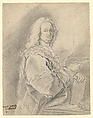 Portrait of a Man Holding a Pen, French (first half of the eighteenth century), Black chalk with white heightening (?), French
