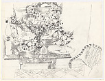 Still Life with Fruit and  Flowers, Raymond Legueult (French, Paris 1898–1971), Black crayon