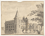 View of a Castle, Monogrammist PVH (active 1748), Pen and brush and gray ink and gray wash; pen and dark brown ink (added later by another hand?); framing line in gray and brown., Dutch