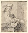 The Cardplayer, copy after Frans van Mieris the Elder (Dutch, Leiden 1635–1681 Leiden), Black chalk, probably moistened in certain areas, and gray wash on vellum.