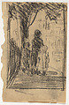 Three Figures Walking, George Luks (American, Williamsport, Pennsylvania 1866–1933 New York), Black chalk