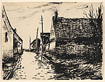 Village Street--Boissy-lès-Perche, Maurice de Vlaminck (French, Paris 1876–1958 Reuil-La-Gadelière), Reed pen or wooden stick and black ink and graphite on cream wove laid paper