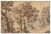 Wooded Landscape, Gillis van Coninxloo (Netherlandish, Antwerp 1544–1607 Amsterdam) Style of, Pen and brown ink, brush and brown and blue ink and washes in the same colors, Netherlandish