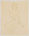 Seated Female Nude, Attributed to Amedeo Modigliani (Italian, Livorno 1884–1920 Paris), Graphite and watercolor wash on thick paper