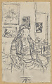 The Artist's Mother, Edouard Vuillard (French, Cuiseaux 1868–1940 La Baule), Graphite on off-white wove paper, darkened, with left edge perforated, mounted on buff tracing paper, mounted on blue board