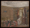 Mme Vuillard Sewing by the Window, rue Truffaut, Edouard Vuillard (French, Cuiseaux 1868–1940 La Baule), Oil on cardboard laid down on panel.