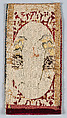 Orphrey section made into cushion, silk, linen, metal, Italian or Spanish