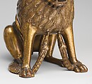 Aquamanile in the Form of a Lion, Bronze; binary copper alloy (approx. 88% copper, approx. 8% tin) hollow cast,
chased, engraved, and gilded., North German, Lubeck (?)