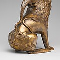 Aquamanile in the Form of a Lion, Bronze; binary copper alloy (approx. 88% copper, approx. 8% tin) hollow cast,
chased, engraved, and gilded., North German, Lubeck (?)