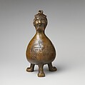 Aquamanile in the Form of a Gourd with a
Human Head, Bronze; quaternary copper alloy (62.8% copper, 18.3% lead; 11.9% zinc, 7% tin); with a thin layer of dark patina., German