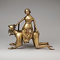 Aquamanile in the Form of Aristotle and Phyllis, Bronze; Quaternary copper alloy (approx. 72% copper, approx. 17% zinc,
approx. 6% lead, approx. 3% tin)., South Netherlandish