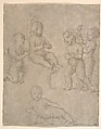 Five Nude Infants in Various Poses, Circle of Raphael (Raffaello Sanzio or Santi) (Italian, Urbino 1483–1520 Rome), Metalpoint, traces of charcoal or black chalk, on  pale pinkish gray prepared paper.