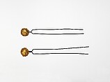 Hairpin, Lamp-worked glass, gilt, with copper pins, probably Italian (Venice); possibly Innsbruck