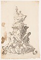 Study for an Inkstand, Giovanni Battista Tiepolo  Italian, Pen and brown ink, gray wash, with splashes of brown wash on the left, over black chalk