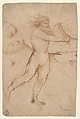 Bearded Nude Male Figure Running Toward the Right, Veronese School, possibly a follower of Stefano da Verona (Stefano di Giovanni d'Arbosio di Francia) (Italian, Paris or Pavia ca. 1374/75–after 1438 Verona), Pen and brown ink.