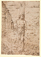 Saint Sebastian in a Landscape, Ferrara (1470–1499), Pen and brown ink