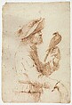 A Falconer in Profile to the Right, Follower of Guercino, Pen and brown ink