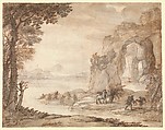 Perseus and the Origin of Coral, Claude Lorrain (Claude Gellée) (French, Chamagne 1604/5?–1682 Rome), Black chalk, sepia and black ink, sepia and gray wash heightened with white