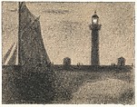 The Lighthouse at Honfleur, Georges Seurat (French, Paris 1859–1891 Paris), Conté crayon heightened with gouache on laid paper