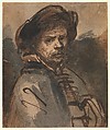 Self-Portrait, Rembrandt (Rembrandt van Rijn) (Dutch, Leiden 1606–1669 Amsterdam) (reworked by another hand), Pen and brown ink, brush and brown and gray ink, brown and gray washes.