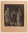 A Gentleman, a Young Woman, and a Dog, Michele da Verona (Italian, Verona ca. 1470–Verona 1536/1544) (?), Brush and gray and brown ink, heightened with white, on light brown paper.