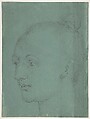 Head of a Young Woman, Albrecht Dürer (German, Nuremberg 1471–1528 Nuremberg), Black chalk highlighted with white chalk (abraded) on green prepared paper.