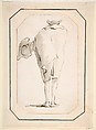 Caricature of a Man Holding a Tricorne, Seen from Behind, Giovanni Battista Tiepolo (Italian, Venice 1696–1770 Madrid), Pen and black ink, gray wash