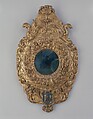 Tondo mirror frame, Italian, Siena, Poplar; carved, gilt; deep red-brown bole., Italian, Siena