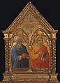 Saints Matthias and Thomas, Bartolomeo Bulgarini (Italian, Siena, active 1337–78), Tempera on wood, gold ground