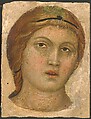 Head of an Angel in Full Face, Taddeo di Bartolo (Italian, Siena ca. 1362–1422 Siena), Tempera on wood (paint around head scraped away and vacant area gessoed)