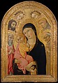 Madonna and Child with Saints Jerome, Bernardino, John the Baptist, and Anthony of Padua and Two Angels, Sano di Pietro (Ansano di Pietro di Mencio) (Italian, Siena 1405–1481 Siena), Tempera on wood, gold ground