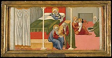 The Birth and Naming of Saint John the Baptist, Sano di Pietro (Ansano di Pietro di Mencio) (Italian, Siena 1405–1481 Siena), Tempera and gold on wood