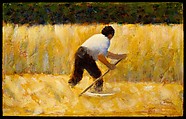 The Mower, Georges Seurat (French, Paris 1859–1891 Paris), Oil on wood