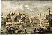 View of the Island of San Giacomo in Paludo, Francesco Tironi, Pen and brown ink, gray wash