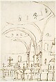 Interior of the Basilica of San Marco, Showing the Crossing and the Choir, Canaletto (Giovanni Antonio Canal)  Italian, Pen and brown ink over black chalk