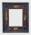Cassetta frame, Unknown  , working in Rome, Poplar back frame with applied upper moldings in walnut, ebony, and ebonized pearwood.  Half-lapped back frame.  Niello; crystal and lapis lazulipanels with silver leaf beneath; some with dragon's-blood glaze.  Frieze: niello-bordered panels with radius-ended centers and square corners., Italian, Rome