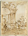 An Architectural Capriccio, with Classical Ruins, Francesco Guardi  Italian, Pen and brown ink, brown wash