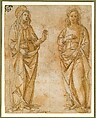 The Virgin and Saint John the Evangelist, Raffaellino del Garbo (also known as Raffaelle de' Capponi and Raffaelle de' Carli)  Italian, Pen and light and dark brown ink, brush and brown wash, heightened with white, over black chalk underdrawing.