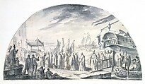 The Arrival in Venice, from Alexandria, of the Relics of Saint John the Alsgiver in 1247, Jacopo Marieschi  Venetian, Pen and brown ink, gray wash, with pencil underdrawing