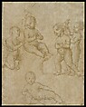 Five Nude Infants in Various Poses, Circle of Raphael (Raffaello Sanzio or Santi) (Italian, Urbino 1483–1520 Rome), Metalpoint, traces of charcoal or black chalk, on  pale pinkish gray prepared paper.