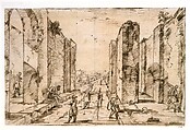 View through the Herculaneum Gate, Pompeii, Giovanni Battista Piranesi  Italian, Pen and brown ink over black chalk