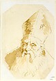 Head of a Bishop, Giovanni Battista Tiepolo Italian, Pen and light brown ink, wash, over black chalk