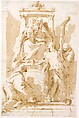 Virgin and Child with Saint John of the Cross (?), Saint Sebastian, and Saint Peter of Alcantara, Giovanni Battista Tiepolo  Italian, Pen and brown ink, brown wash, over traces of black chalk